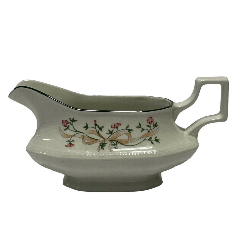 Johnson Bros Eternal Beau gravy boat Pink Floral Bow Fine China EUC